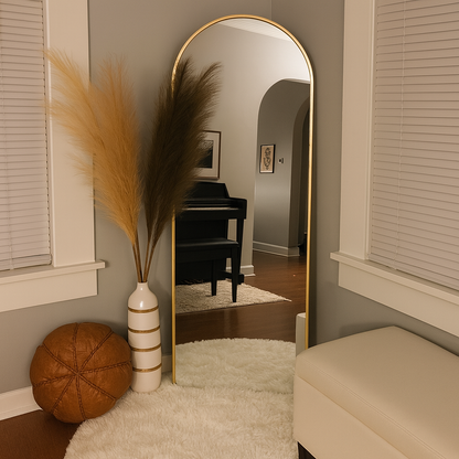 Espejo de Pie Arco con Marco Dorado – 152x42 cm