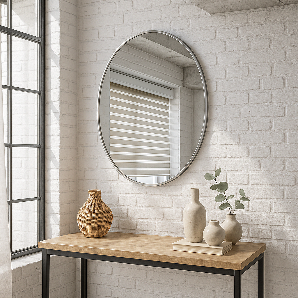 Espejo Circular o Redondo borde Plateado 70 y 80 cm