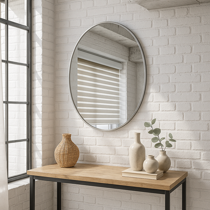 Espejo Circular o Redondo borde Plateado 70 y 80 cm