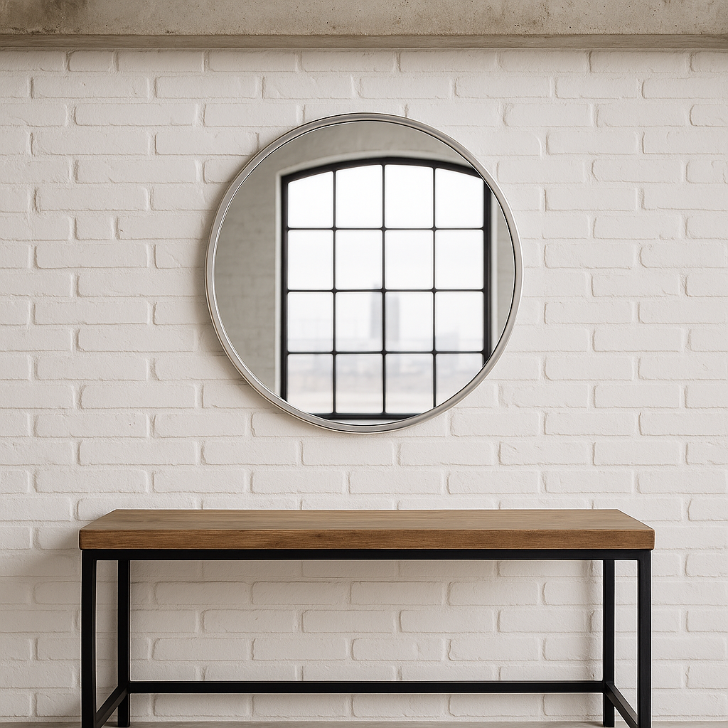 Espejo Circular o Redondo borde Plateado 70 y 80 cm