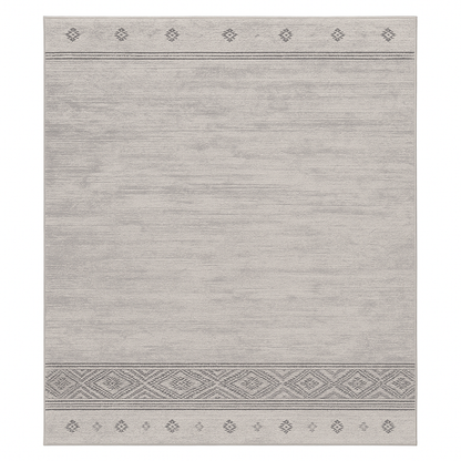 Alfombra Decorativa Gris con Diseño Étnico – Estilo Industrial Moderno