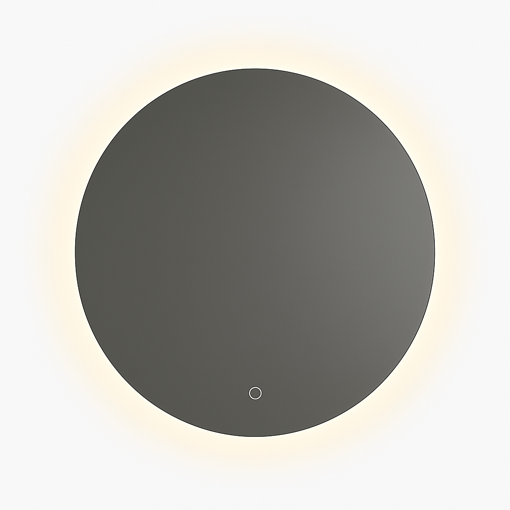 Espejo Redondo con Luz LED y Botón Digital