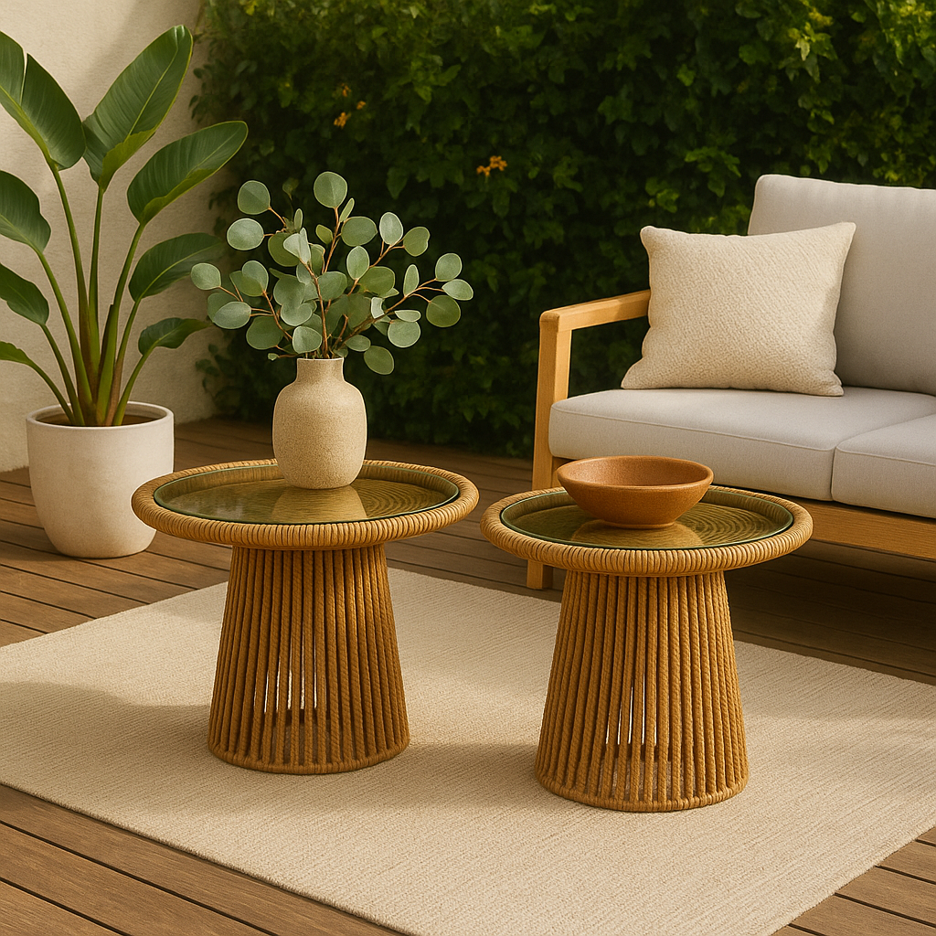 SET DE MESAS DE FIBRA NATURAL