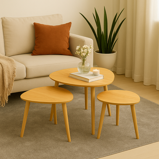 Set de 3 Mesas de Centro Nórdicas de Madera Prensada