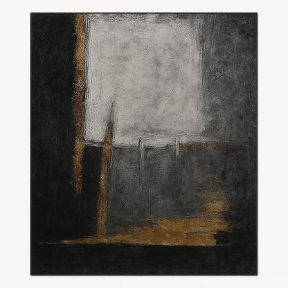 Alfombra Moderna Abstracta en Tonos Negro, Gris y Mostaza – Estilo Contemporáneo