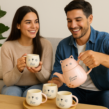 Set de Tetera y Tazas de Café o Te de Gatuno