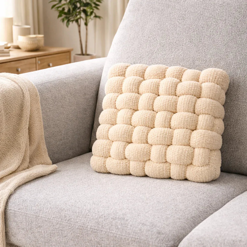 Set de Cojines Decorativos Acolchado Texturizado 33x33 cm – Beige Natural - KB Home