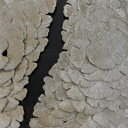 Cuadro Decorativo con Relieve Plateado – Arte 3D Moderno con Marco Negro