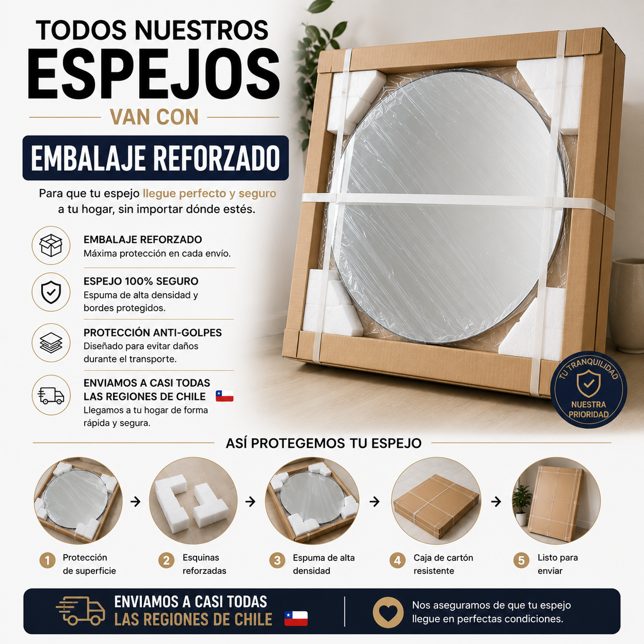 Espejo Redondo LED 70 cm con Pantalla Digital Touch | KB Home