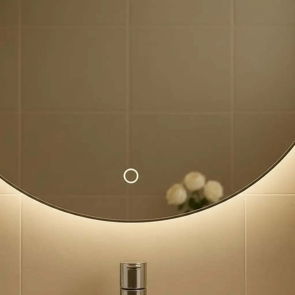 Espejo LED Redondo para Baño 50 cm Touch – 3 Tipos de Luz | Montaje en Pared