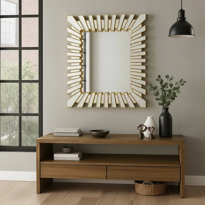 Espejo Decorativo Dorado 70x90 cm – Diseño Moderno tipo Sol - KB Home