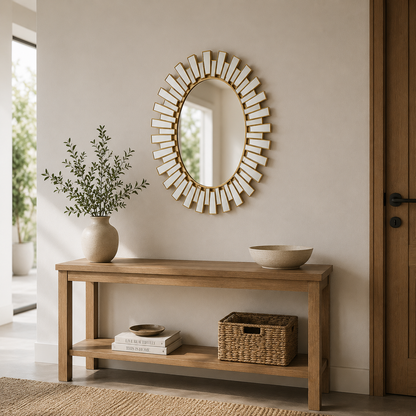 Espejo Sol Dorado Decorativo 68 x 94 cm – Marco Rayos Dorados