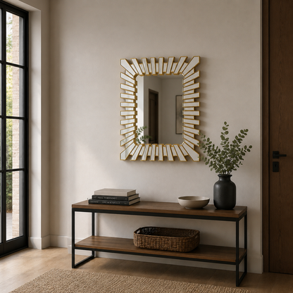Espejo Decorativo Dorado 70x90 cm – Diseño Moderno tipo Sol