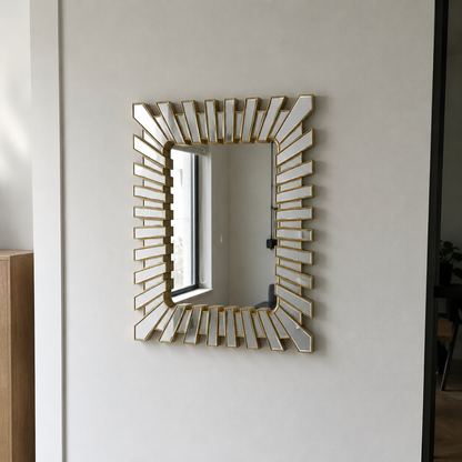Espejo Decorativo Dorado 70x90 cm – Diseño Moderno tipo Sol