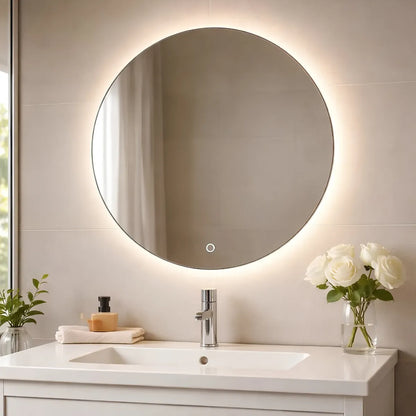 Espejo LED Redondo para Baño 50 cm Touch – 3 Tipos de Luz | Montaje en Pared