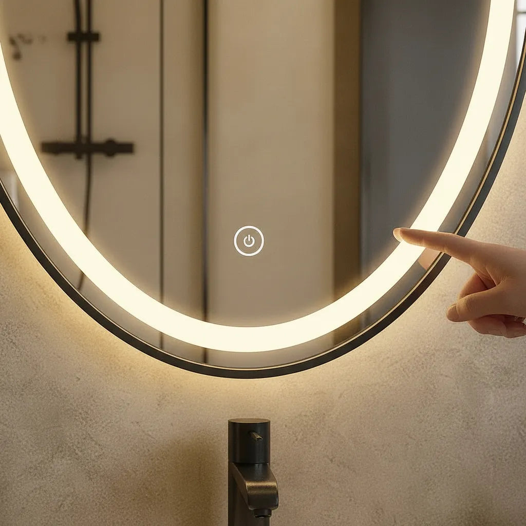 Espejo Ovalado con Luz LED y Encendido Touch