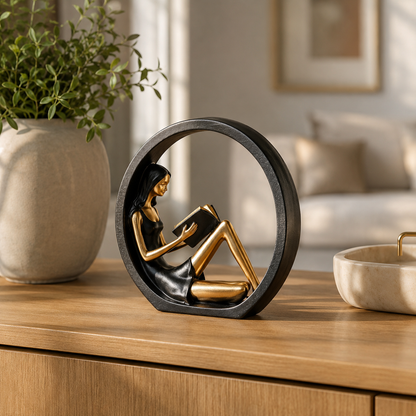 Figura Decorativa Mujer Leyendo – Escultura de Resina 20 cm