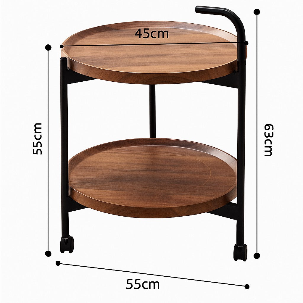 Mesa Carrito Auxiliar de 2 Niveles con Ruedas