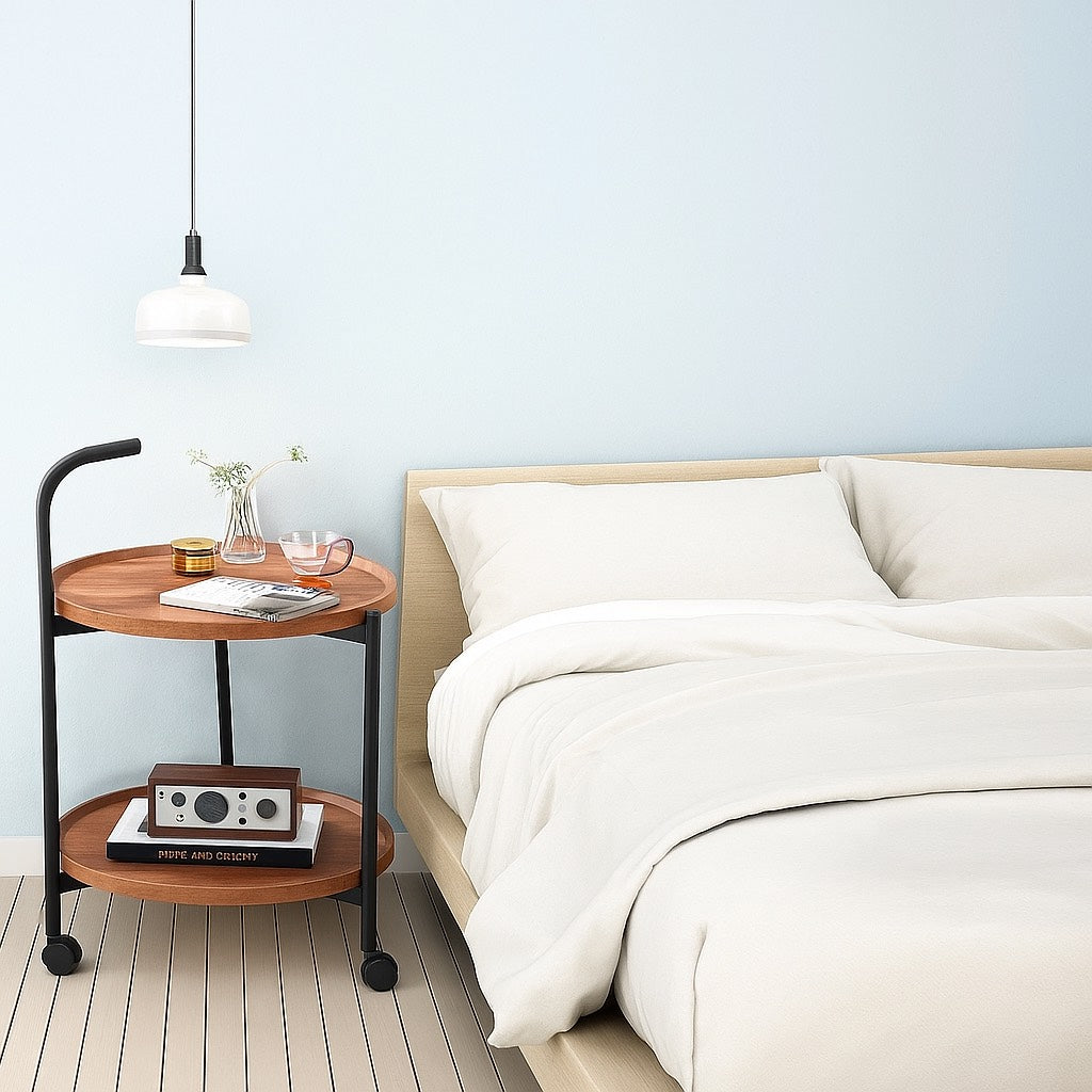 Mesa Carrito Auxiliar de 2 Niveles con Ruedas