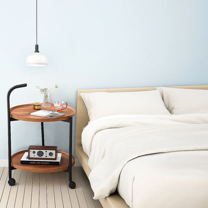 Mesa Carrito Auxiliar de 2 Niveles con Ruedas