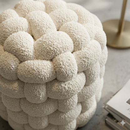 Puff Bouclé Tejido en Relieve | Estilo Escandinavo