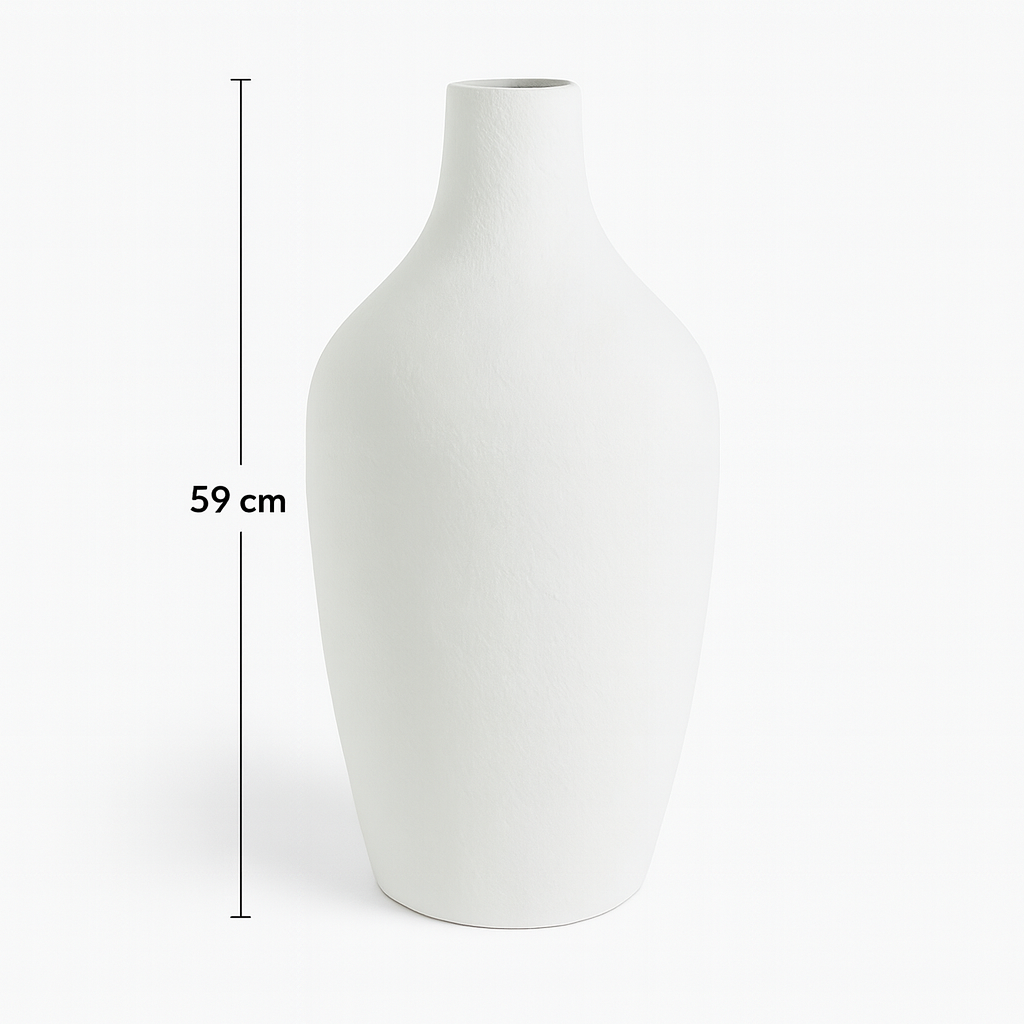 Jarrón Decorativo Blanco Mate – 59 cm de Elegancia Atemporal