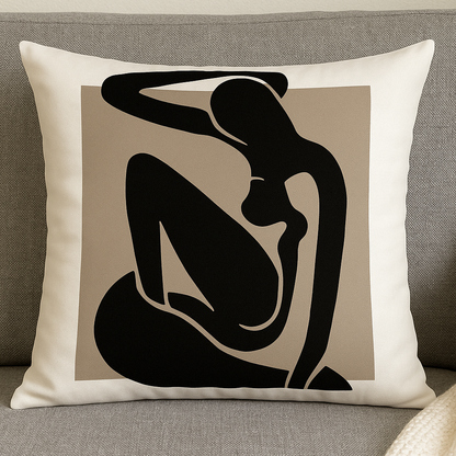 Fundas de Cojínes Abstracto Moderno 40x40 cm | Set de 2 Covers Decorativos en Blanco, Negro y Beige