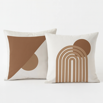Set de Fundas de Cojines 40x40cm Diseño Geométrico Minimalista en Tonos Tierra (2 Unidades)