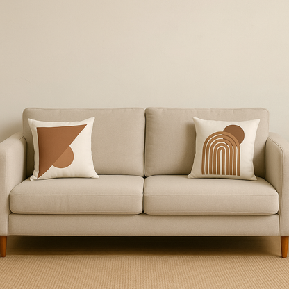 Set de Fundas de Cojines 40x40cm Diseño Geométrico Minimalista en Tonos Tierra (2 Unidades)