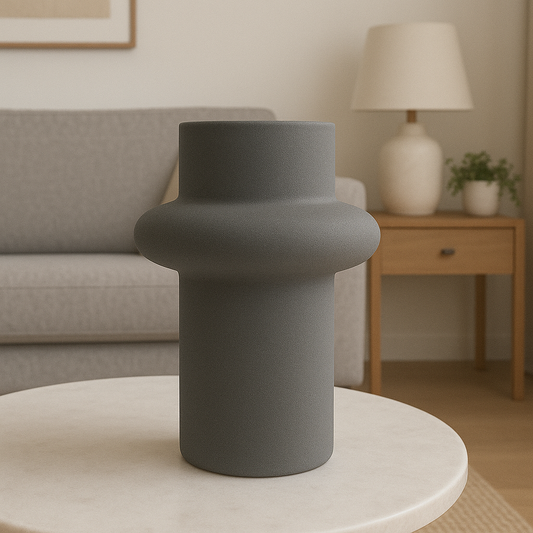 Jarrón Decorativo Gris de Cerámica – Diseño Moderno y Minimalista