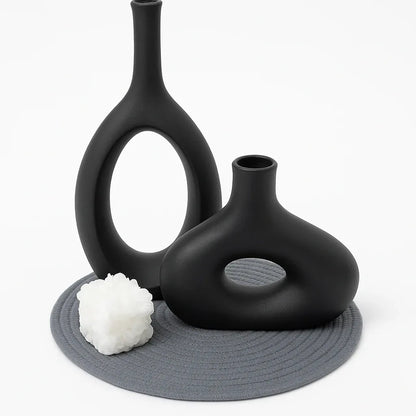 Pack Decorativo de Jarrones Modernos Negros con Vela – Estilo Minimalista para Sala y Mesa”+ ENVIO GRATIS + REGALO SORPRESA 🎁 - KB Home
