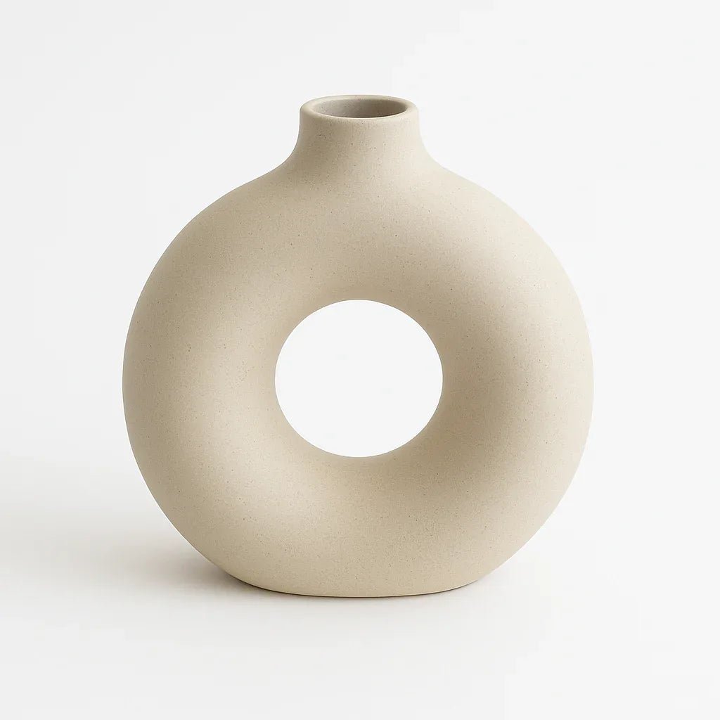 Pack Decorativo Minimalista – Jarrón Cerámica + Cadeneta Madera + Vela + Base Yute - KB Home