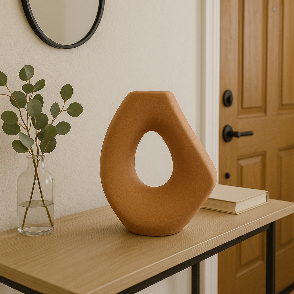 Jarrón Escultural Terracota – Diseño Orgánico Moderno