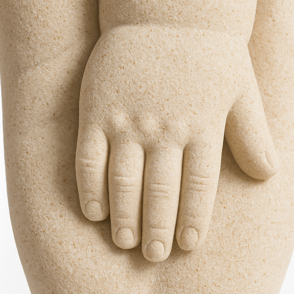 Jarrón Decorativo en Forma de Mano Sosteniendo Mano de Niño – Estilo Escultórico Moderno