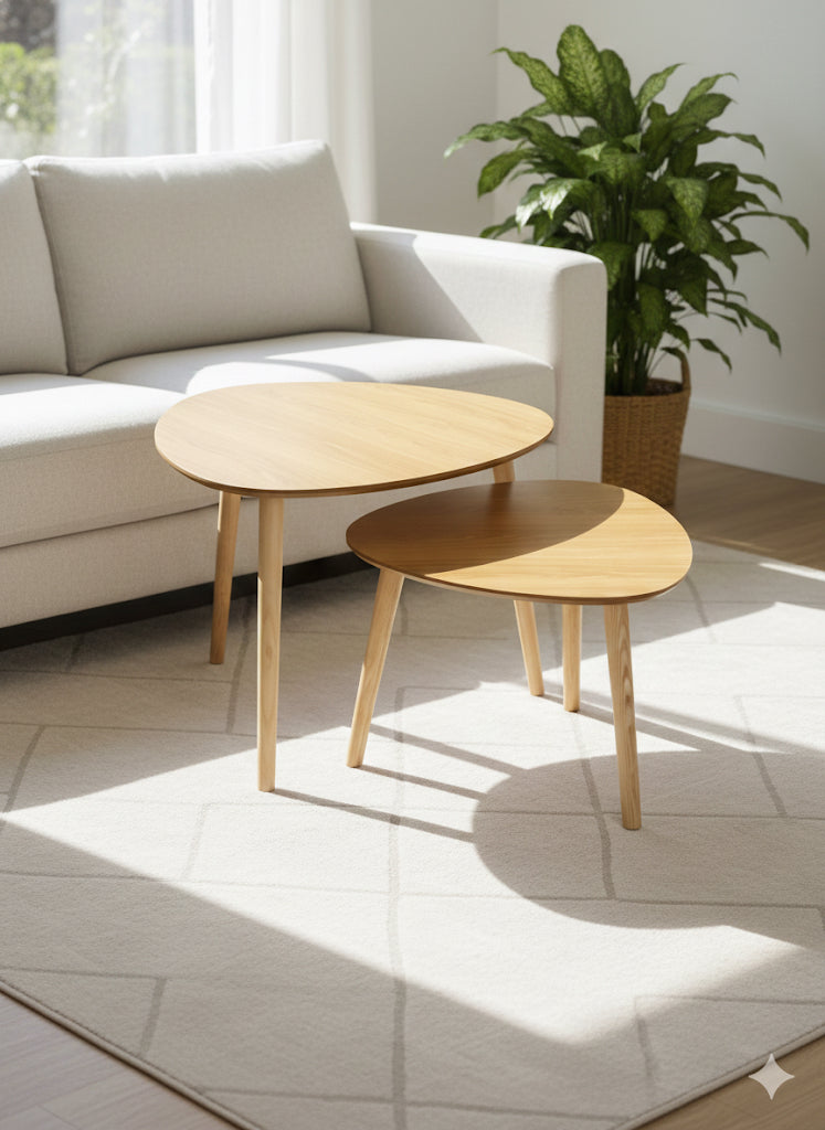 Set de 2 Mesas Auxiliares de Centro Nórdicas