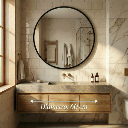 Espejo Redondo Decorativo 60 cm - Marco Negro | Estilo Nórdico y Moderno