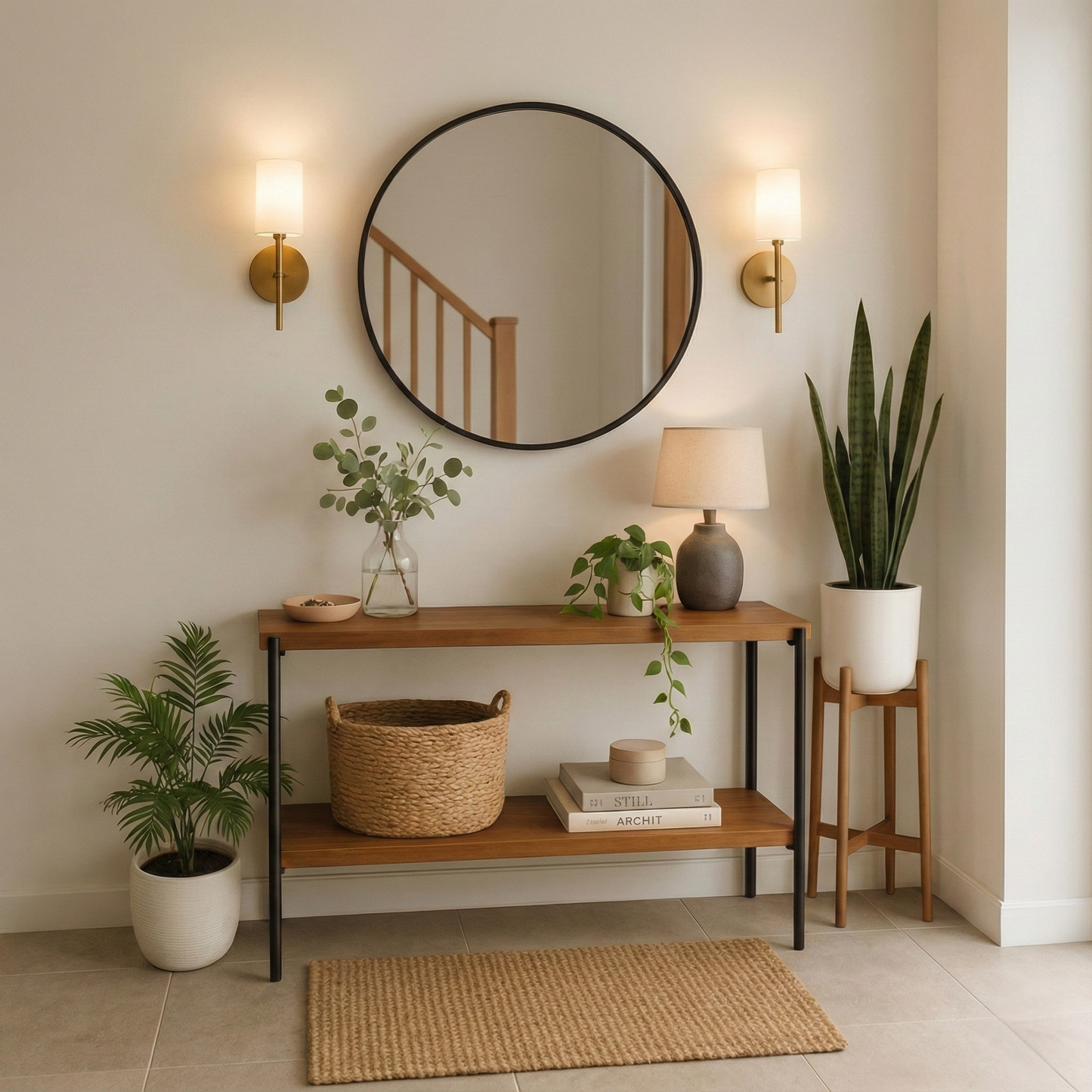 Espejo Redondo Decorativo 60 cm - Marco Negro | Estilo Nórdico y Moderno