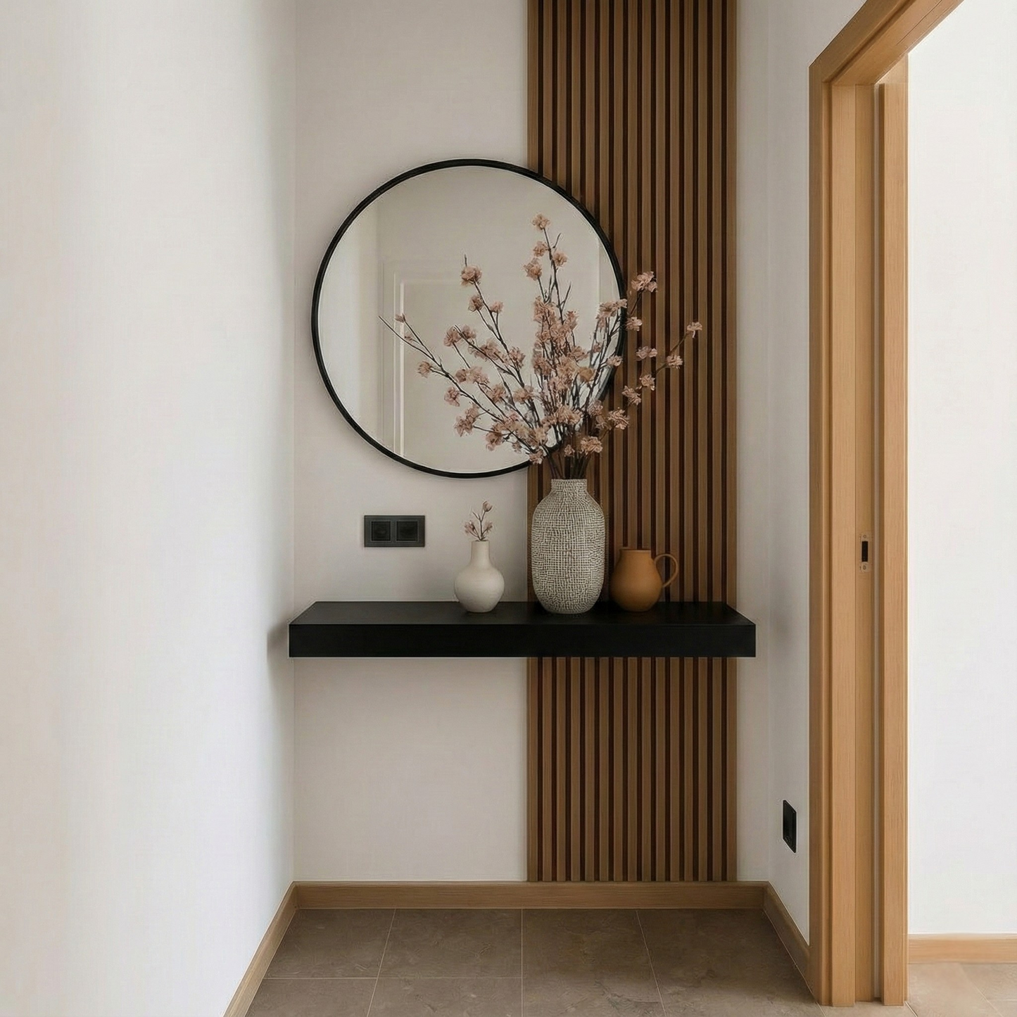 Espejo Redondo Decorativo 60 cm - Marco Negro | Estilo Nórdico y Moderno