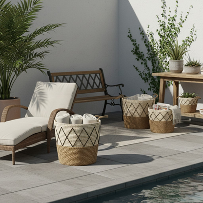 Set de 3 Canastos Organizadores de Fibra Natural