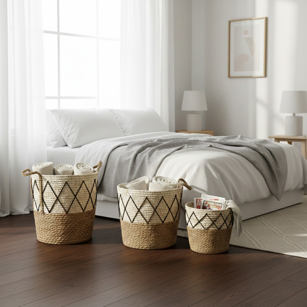 Set de 3 Canastos Organizadores de Fibra Natural