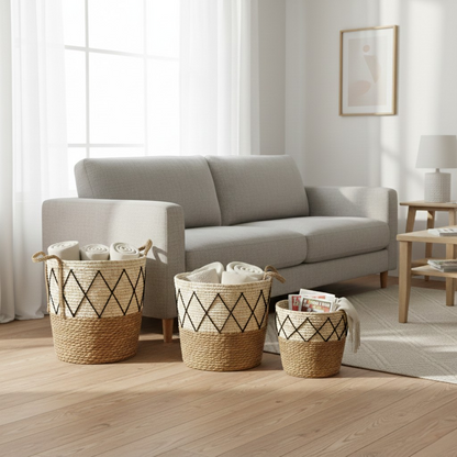Set de 3 Canastos Organizadores de Fibra Natural