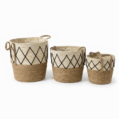 Set de 3 Canastos Organizadores de Fibra Natural