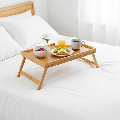 Bandeja de Bambú para Cama Plegable | Mesa Desayuno y Laptop