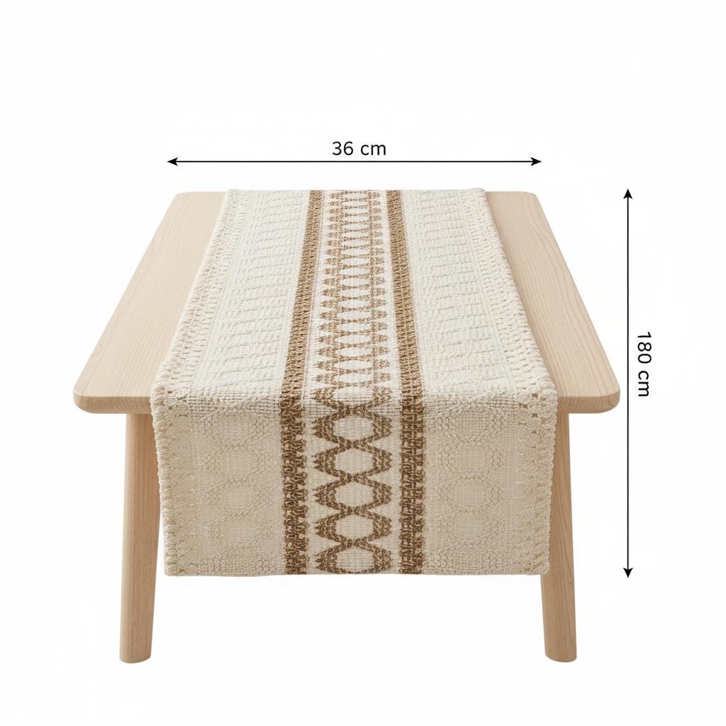 Camino de Mesa Decorativo - Beige y Marrón