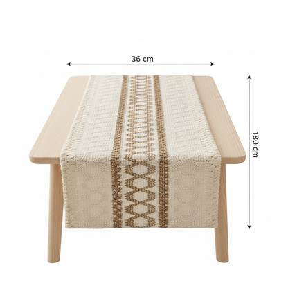 Camino de Mesa Decorativo - Beige y Marrón