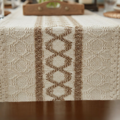 Camino de Mesa Decorativo - Beige y Marrón