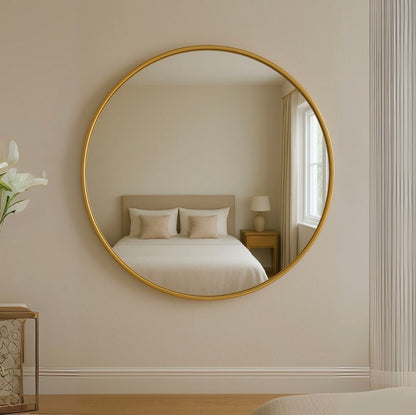 Espejo Circular o Redondo borde Dorado 60 cm