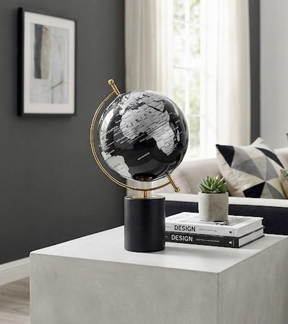Globo Terráqueo Decorativo Premium - Diseño Moderno con Base Sólida - Pieza para Escritorio, Oficina y Hogar - Mapa Mundial