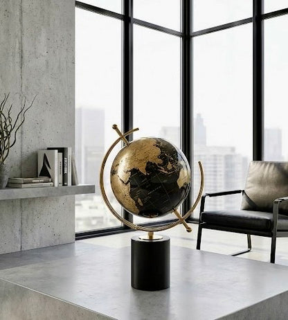 Globo Terráqueo Decorativo Premium - Diseño Moderno con Base Sólida - Pieza para Escritorio, Oficina y Hogar - Mapa Mundial