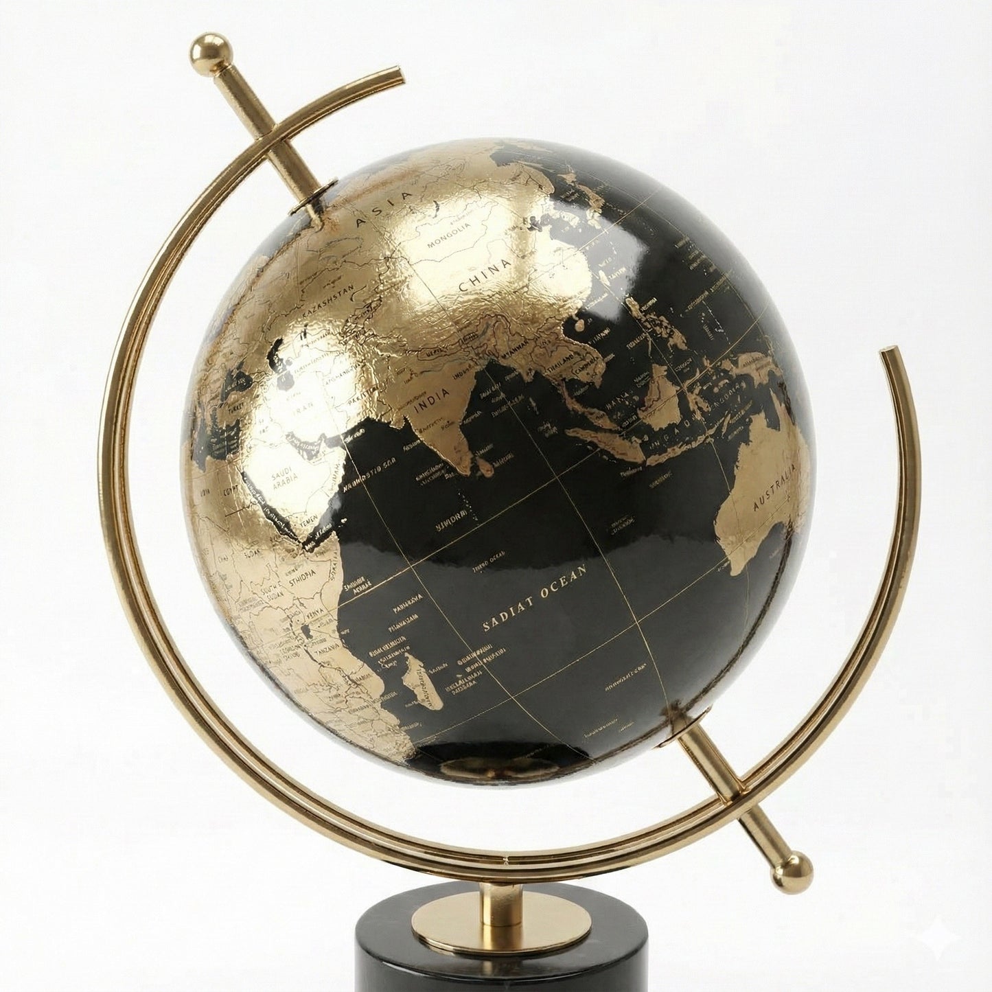 Globo Terráqueo Decorativo Premium - Diseño Moderno con Base Sólida - Pieza para Escritorio, Oficina y Hogar - Mapa Mundial